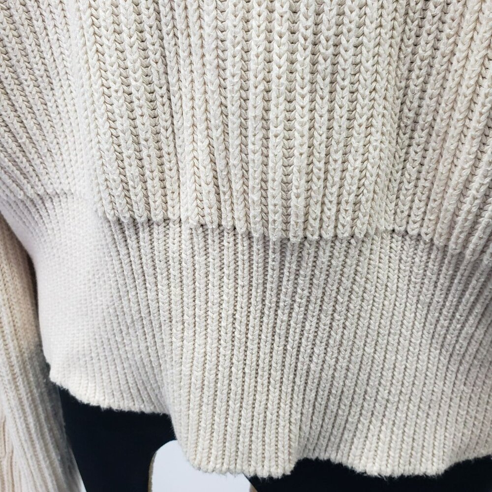 G. Label by Goop GWYN Cream Bella Button Bomber Cardigan Sweater Minimalist - Picture 10 of 16